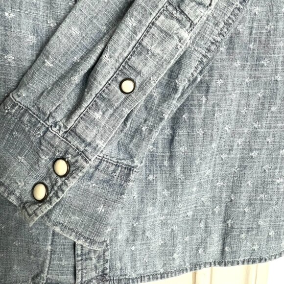 All SAINTS Denim Rock Star Western Shirt with Pearl Snaps - Picture 7 of 8